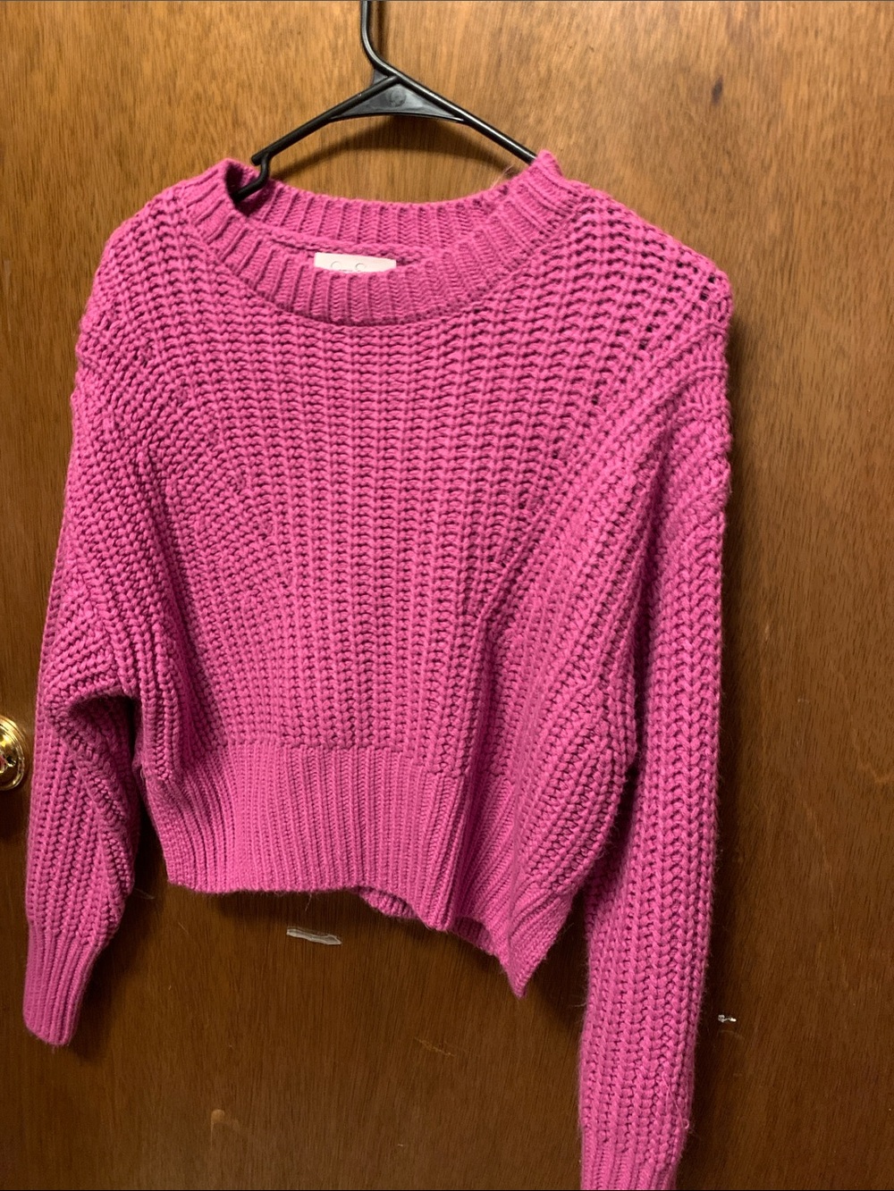 Jessica Simpson Hot Pink Cropped Crewneck Sweater
